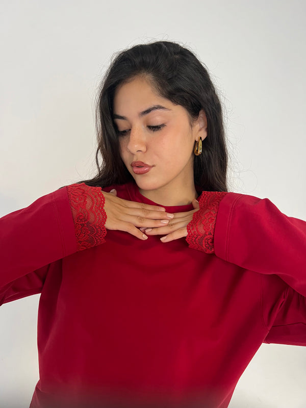 Burgundy Lace Whisper Tee
